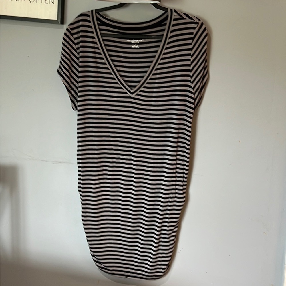 Liz Lange Maternity Striped V-Neck Ruched Mini Dress Size XXL
